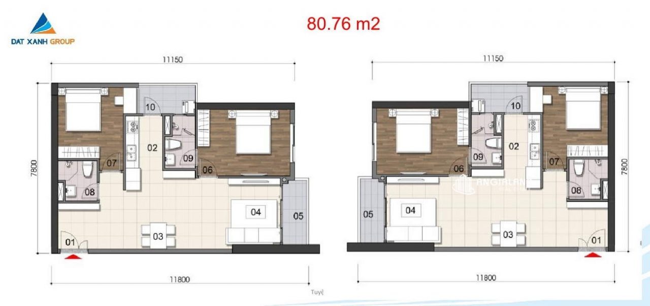 Mb căn hộ 80.76m2