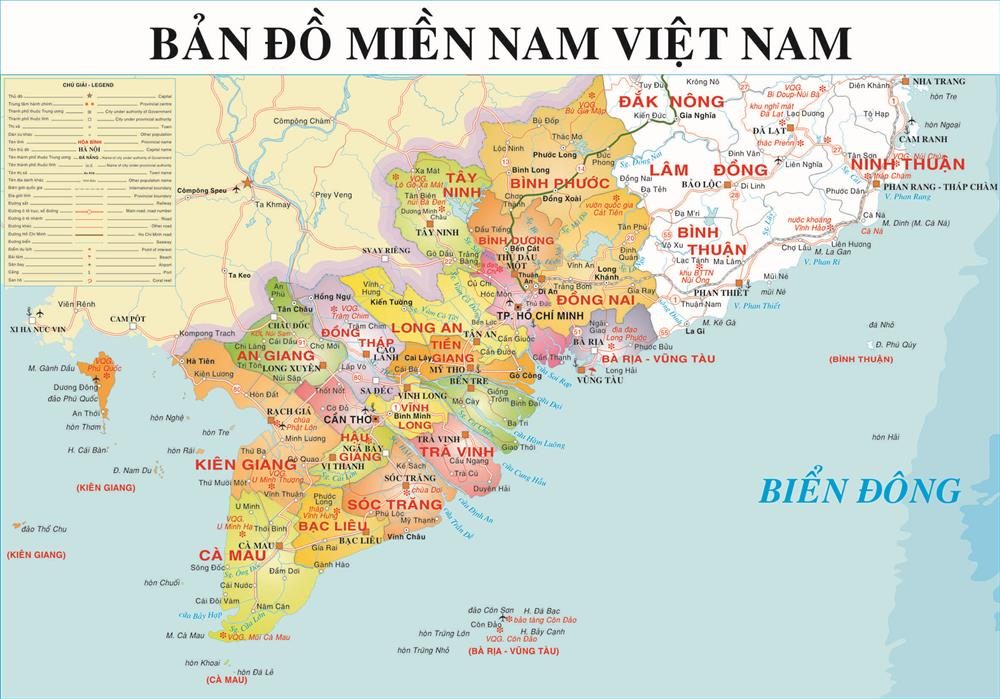 Bản đồ miền Nam Việt Nam