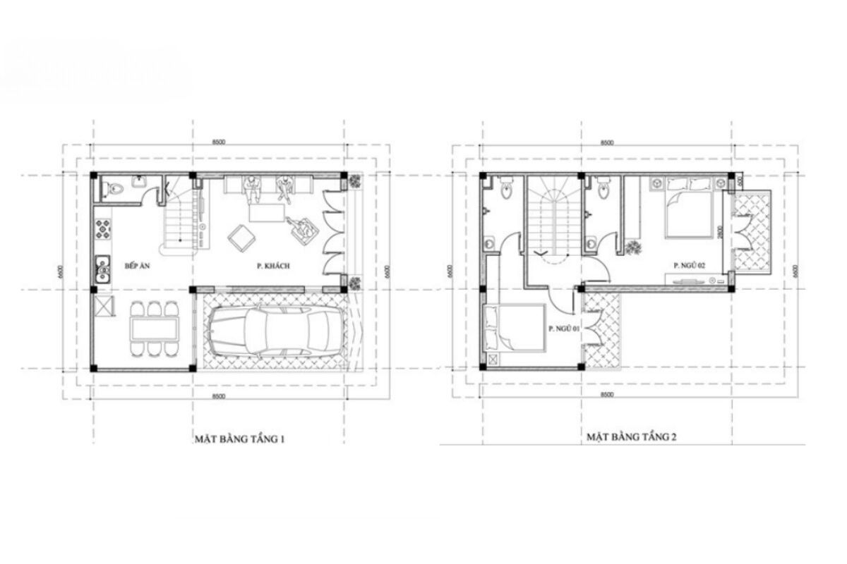 thiết kế nhà chữ l 2 tầng 3