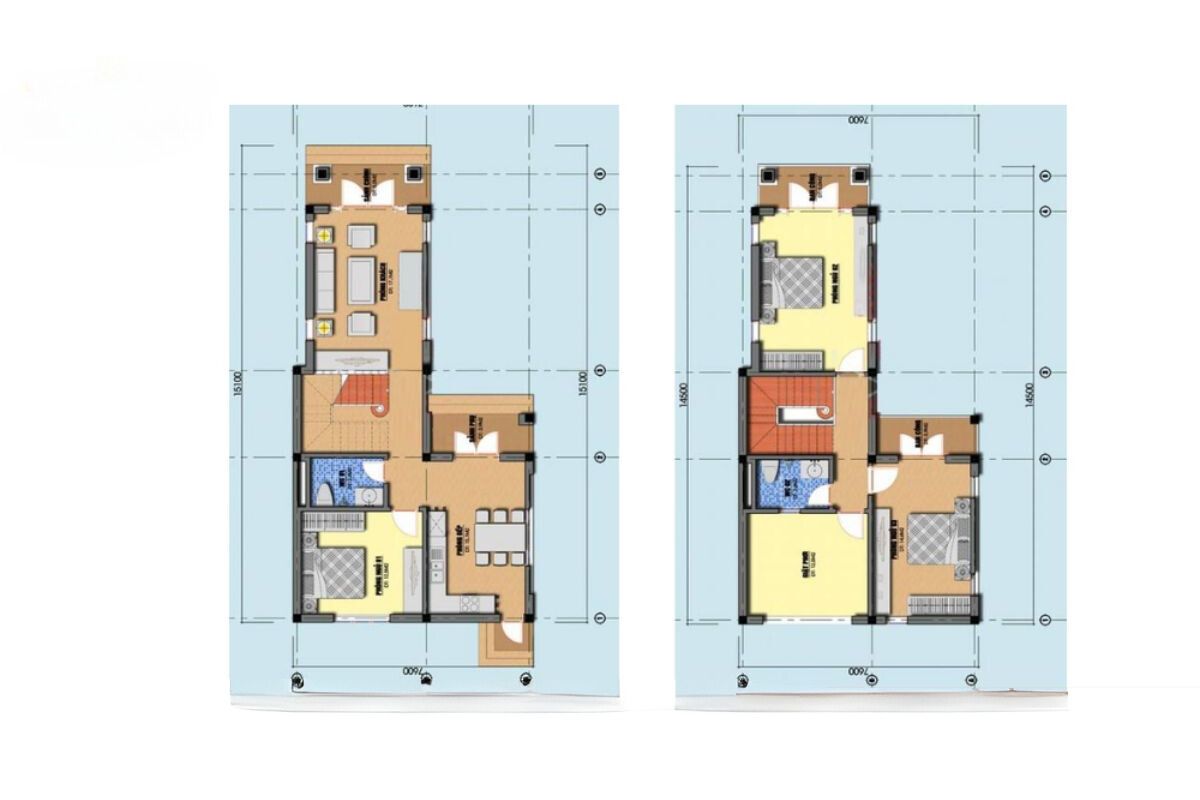 thiết kế nhà chữ l 2 tầng 7