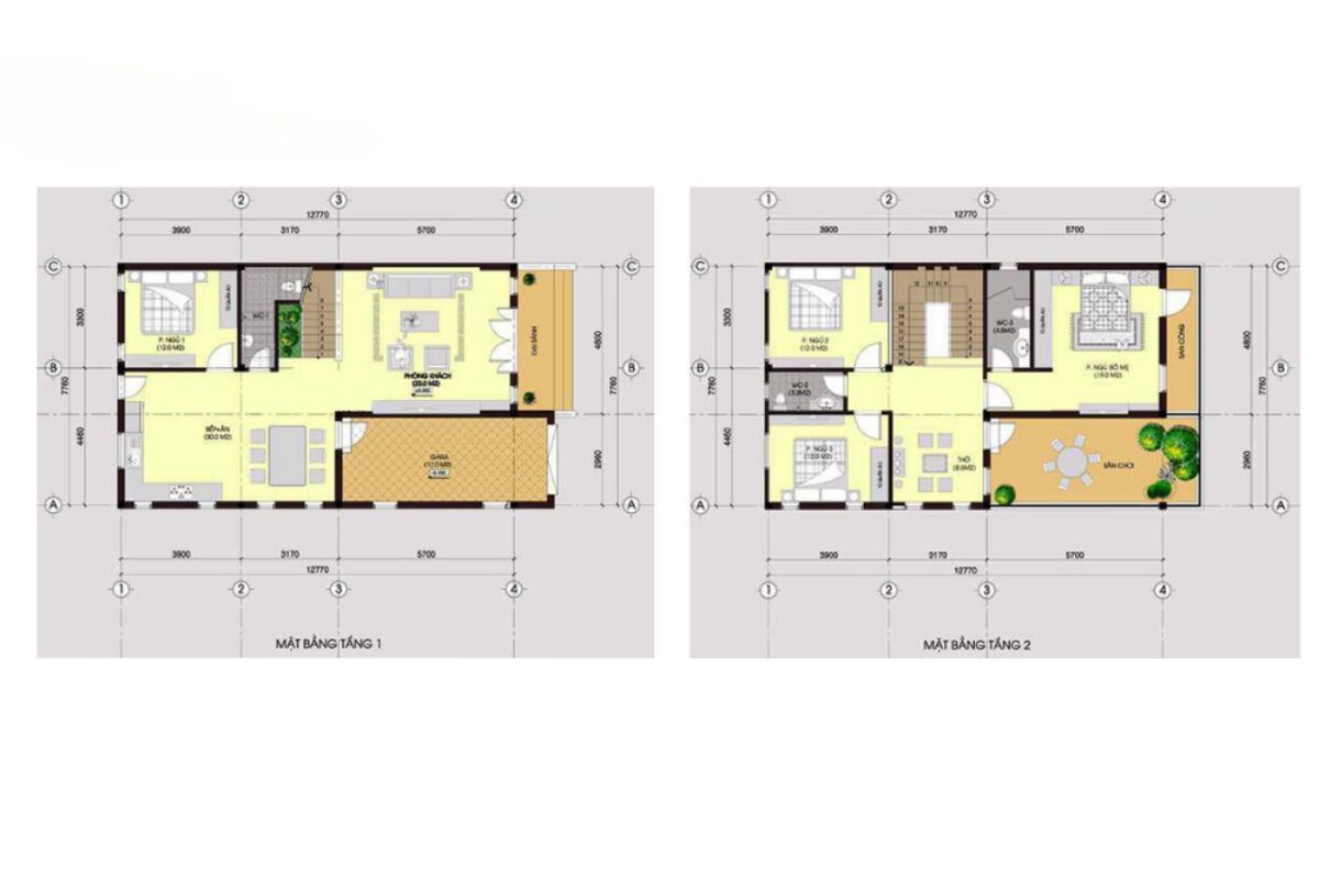 thiết kế nhà chữ l 2 tầng 8